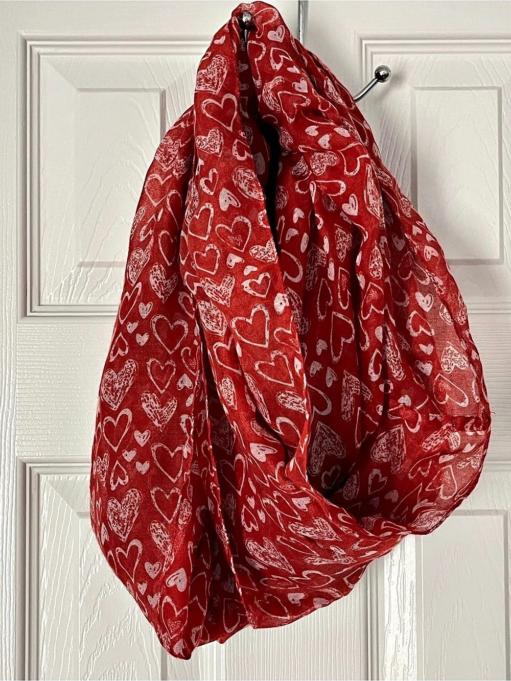 Red & White Heart Print Scarf